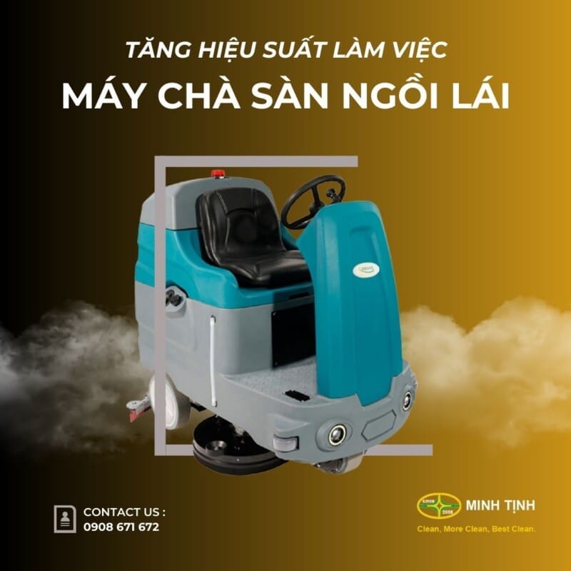 Tăng năng suất lau sàn nhà xưởng với máy chà sàn ngồi lái